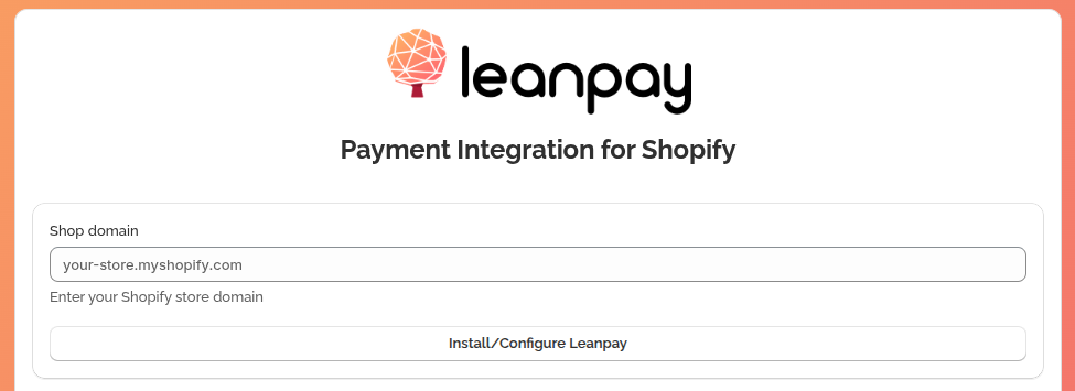 Leanpay Payment Integration for Shopify — vnos Shop domain