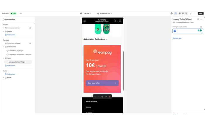 Vertical Widget v sidebar postavitvi